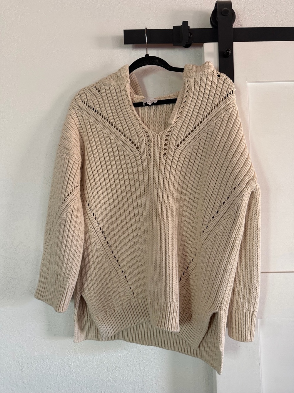 G. Label by Goop “Alida Drop-Stitch Surf Sweater” in cream/ivory. Gwyn goop